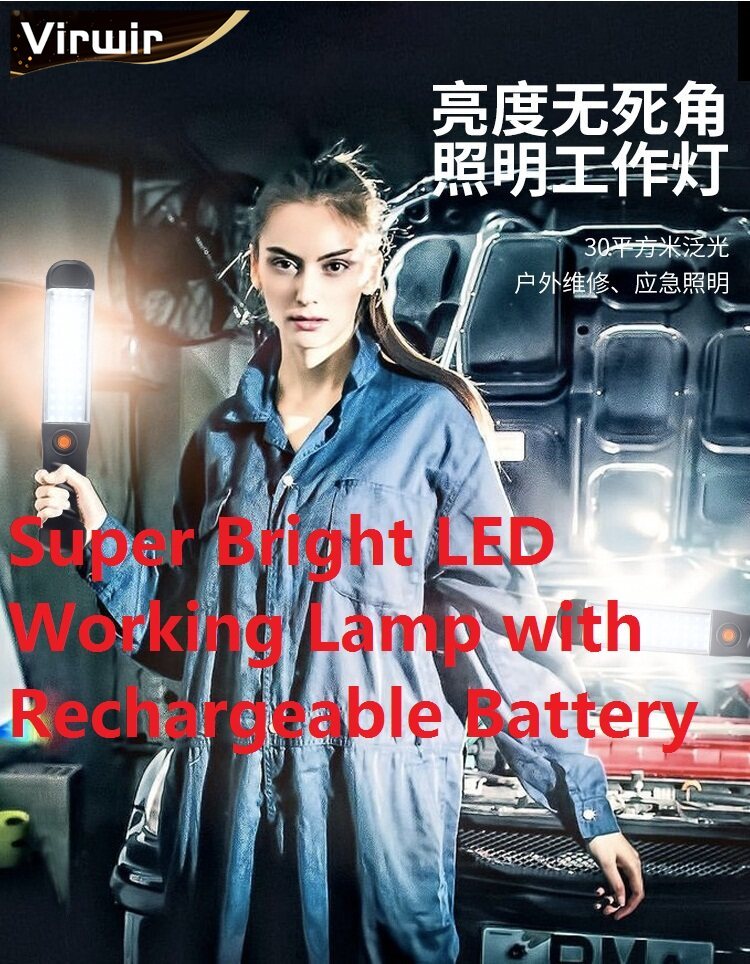 Đèn làm việc/đèn làm việc siêu sáng ligghig đèn led đôi b-atteries bền lâu 5-8 giờ đèn sửa chữa ô tô sạc usb đèn khẩn cấp sửa chữa led hấp phụ nam châm