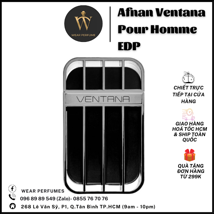 Nước hoa nam Armaf Ventana Pour Homme - Phong cách Nam Tính, Mạnh Mẽ, Sang Trọng - Fullsize và Chiết