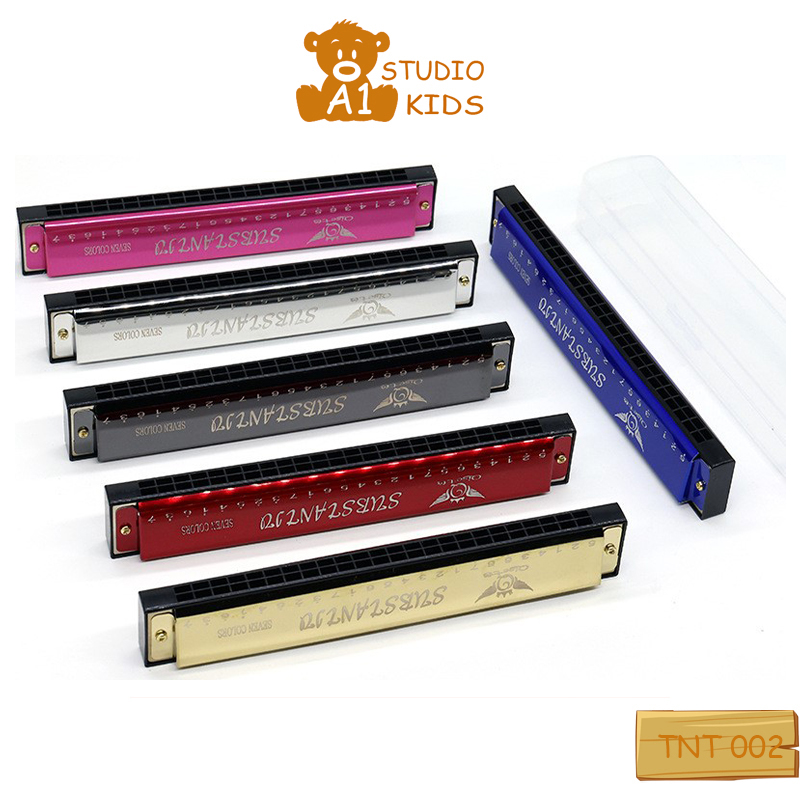 Kèn harmonica 24 lỗ cao cấp bằng kim loại dành cho bé phát triển khả năng âm nhạc A1studioKids