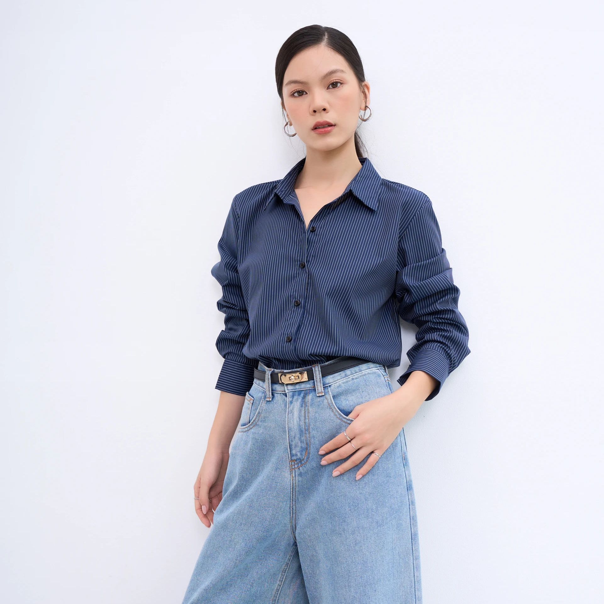 Áo sơ mi nữ Hàn Quốc tay dài Basic Shirt Maxy Workshop