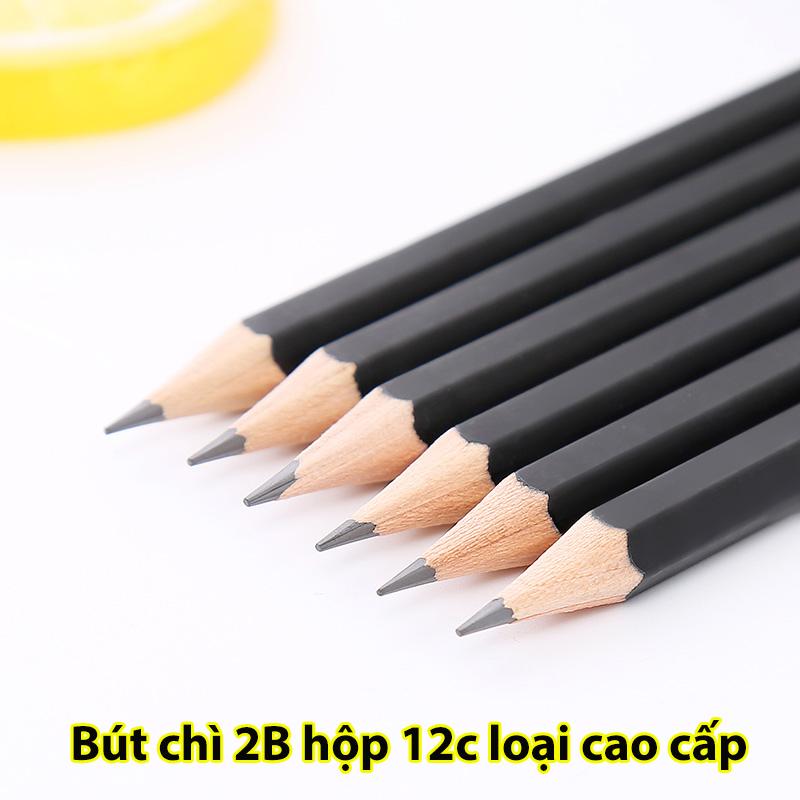Bút chì 2B Deli hộp 12c - thân gỗ lục giác - Rõ nét