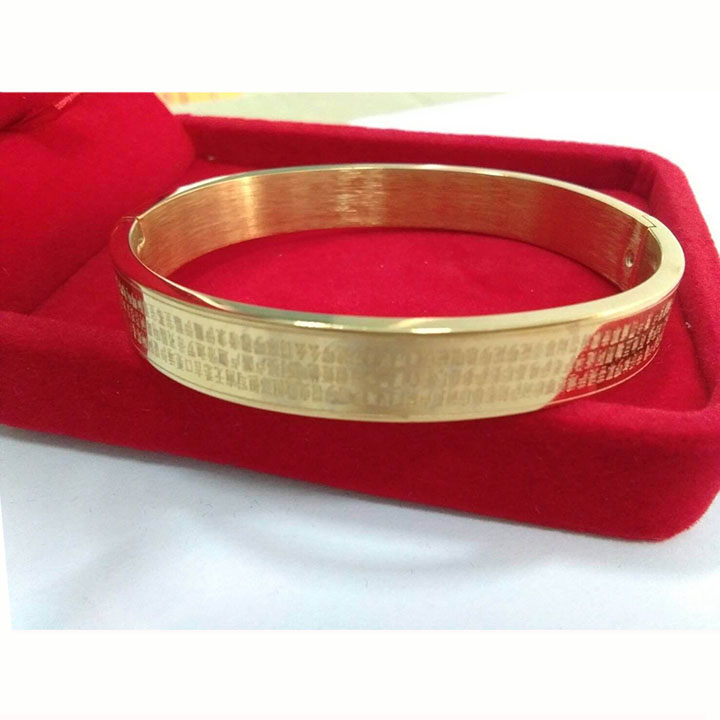 Vòng tay titan cao cấp chú đại bi hình tròn mạ vàng 24k - đẹp bền màu - đeo tay vạn sự may - TT0206