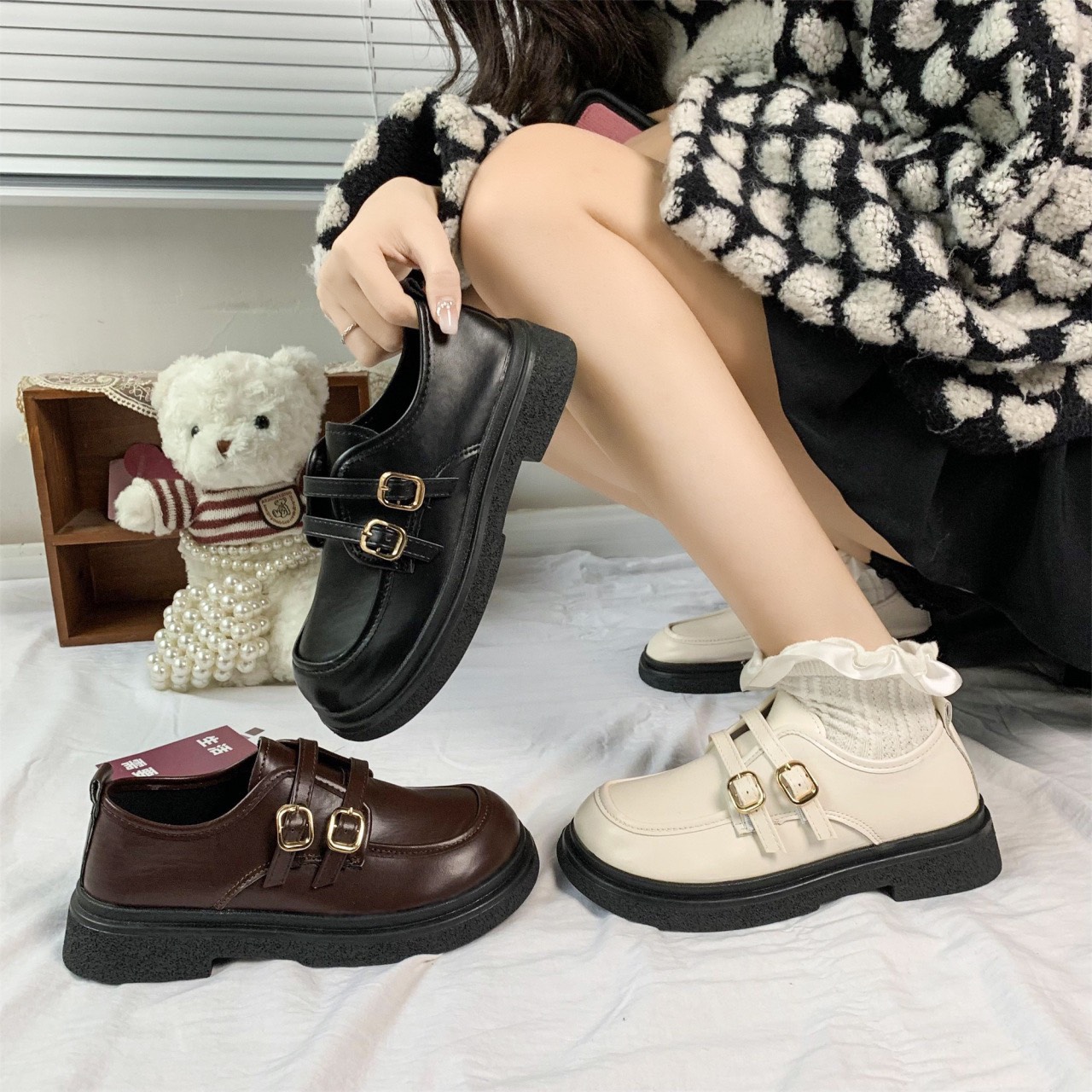 Giày Lười Nữ Moca Da Mềm Cao Cấp Đế Cao 3cm Phong Cách Thời Trang Cá Tính FOXY - FOX070