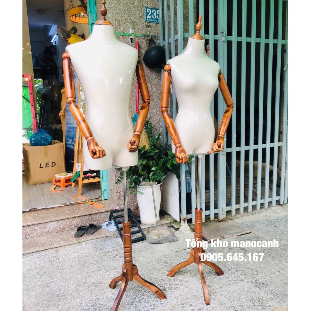 Manocanh tay gỗ thật màu nâu, vàng hàng nhập khẩu cao cấp