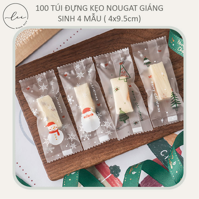 100 TÚI ĐỰNG KẸO NOUGAT, KẸO HẠNH PHÚC HÌNH NOEL GIÁNG SINH