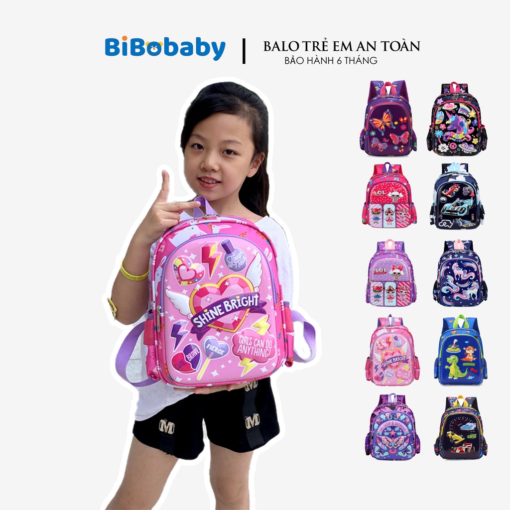 Balo đi học cặp xách đi học cho bé trai gái cấp 1 in hình 3D ngộ nghĩnh đáng yêu chống thấm nước 875