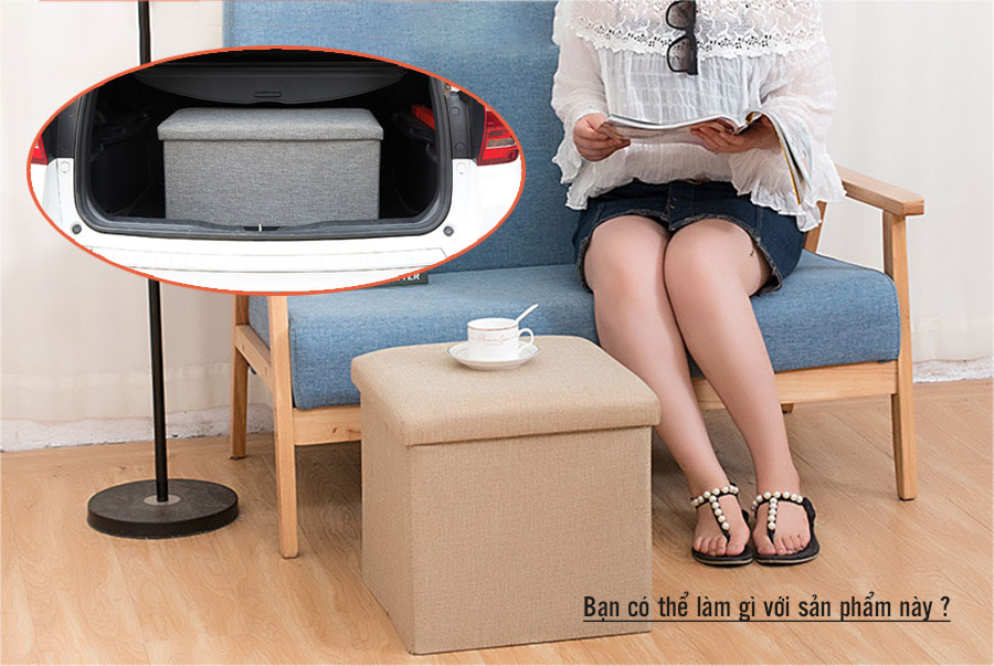 Đôn Ghế - Ghế Đôn Kiêm Hộp Đựng Đồ Đa Năng 40x25x25cm