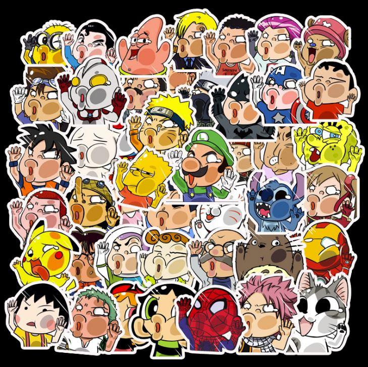 [HCM]Sticker NHÂN VẬT HOẠT HÌNH nhựa PVC không thấm nước dán nón bảo hiểm laptop điện thoại Vali xe Cực COOL #29