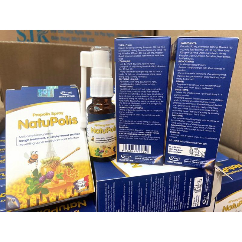 Xịt họng keo ong Natupolis giúp giảm ho, giảm đau rát, ngứa họng