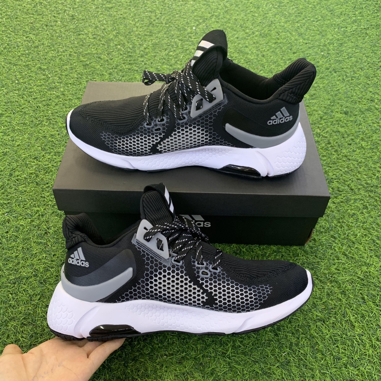 [VIDEO ẢNH+HỘP BẢO VỆ GIÀY] giầy thể thao Alphabounce 2020 đen đế trắng thời trang