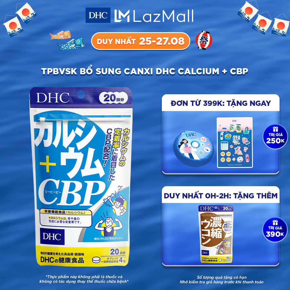 TPBVSK DHC Calcium+CBP (Viên uống bổ sung Canxi giúp xương chắc khoẻ, giảm đau nhức xương khớp gói 80 viên (20 ngày)