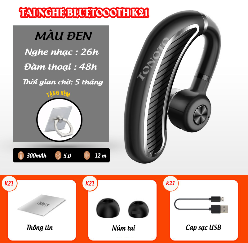 [CÓ QUÀ TẶNG] Tai nghe bluetooth, tai nghe nhét tai không dây K21 Chống nước, Đàm thoại 48h, Nghe nhạc 36h