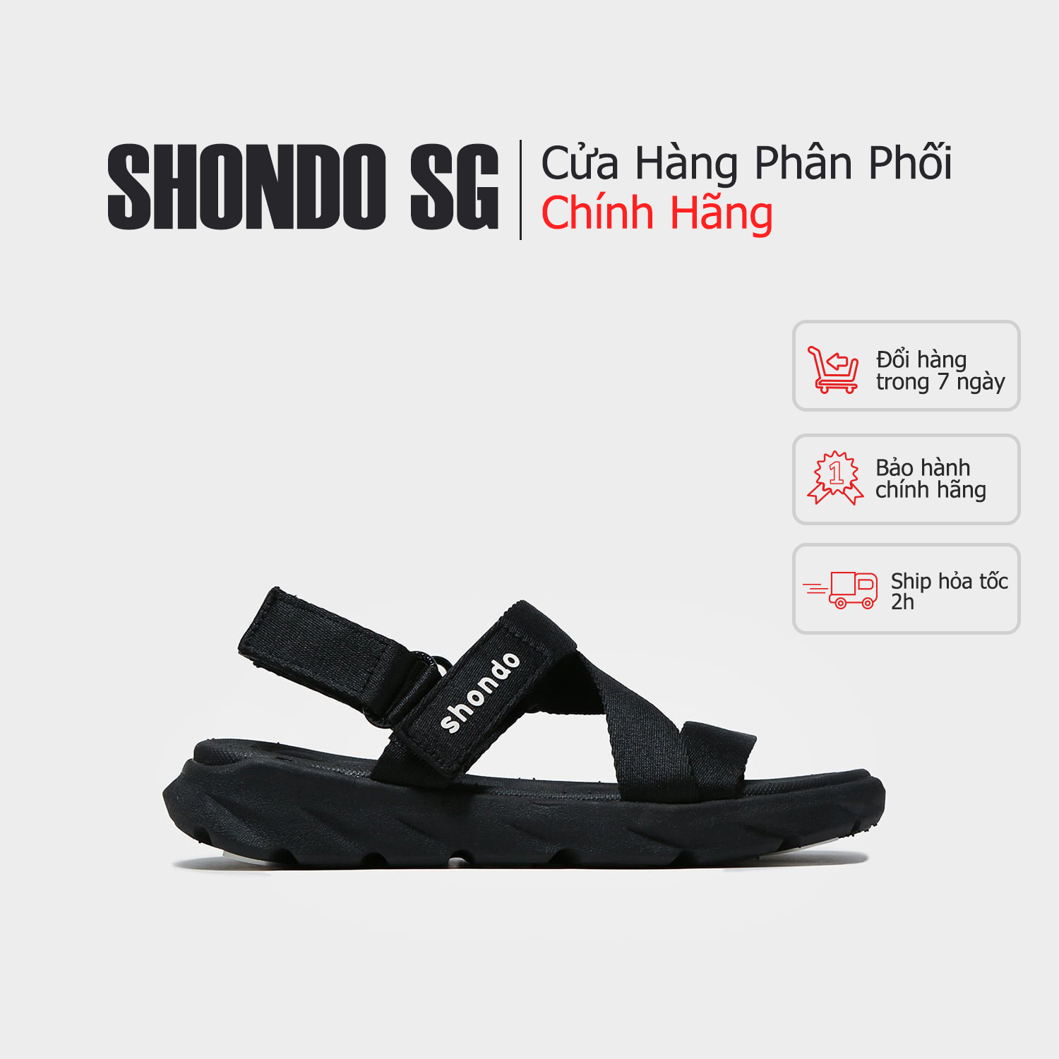 [HCM]Giày Sandals SHONDO F6 Sport - F6S301-Màu đen thịnh hành
