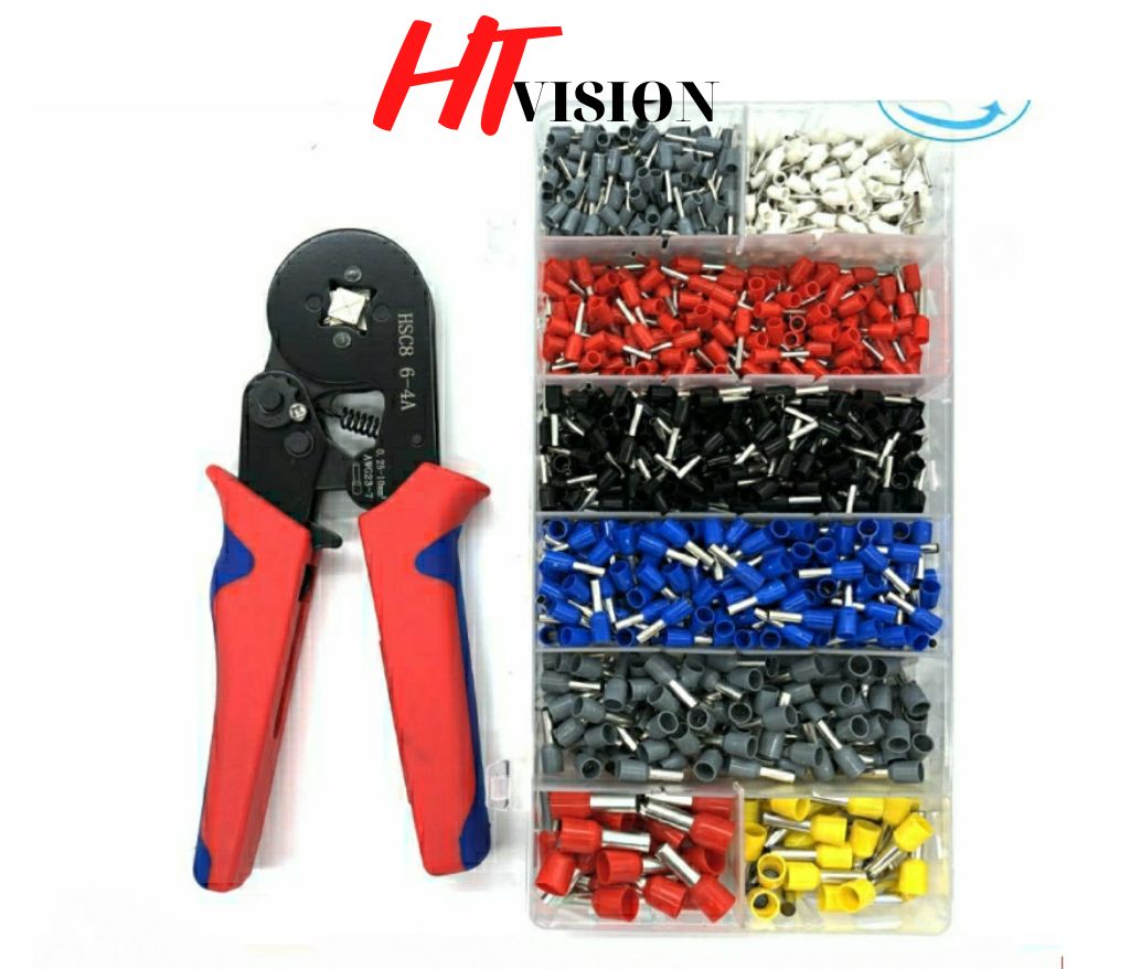 Kìm bấm cos vuông HSC8 6-4A tự điều chỉnh kèm 1200 đầu cos đủ loại cos ống tròn cos pin