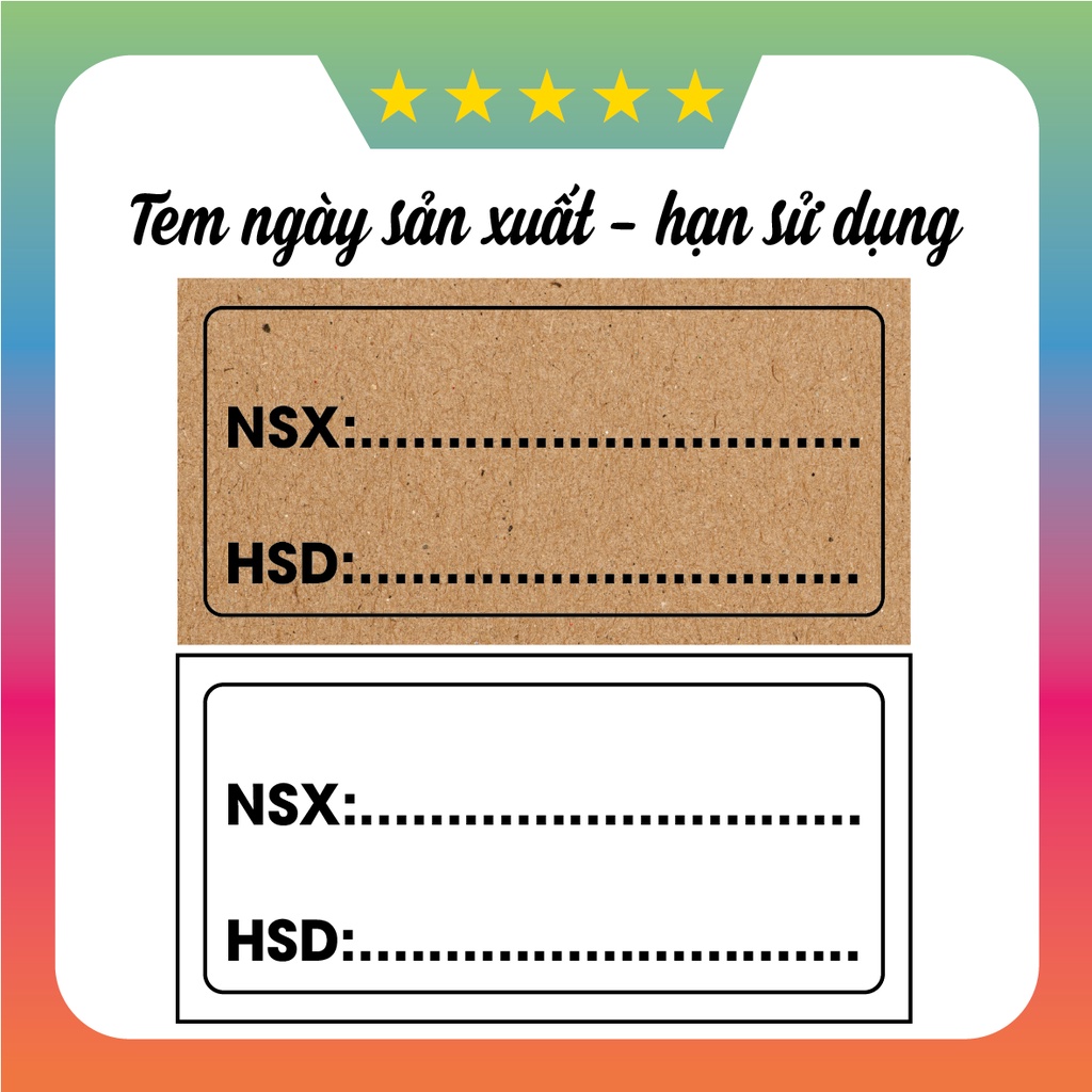 100 Tem giấy dán ngày sản xuất và hạn sử dụng 4x2cm
