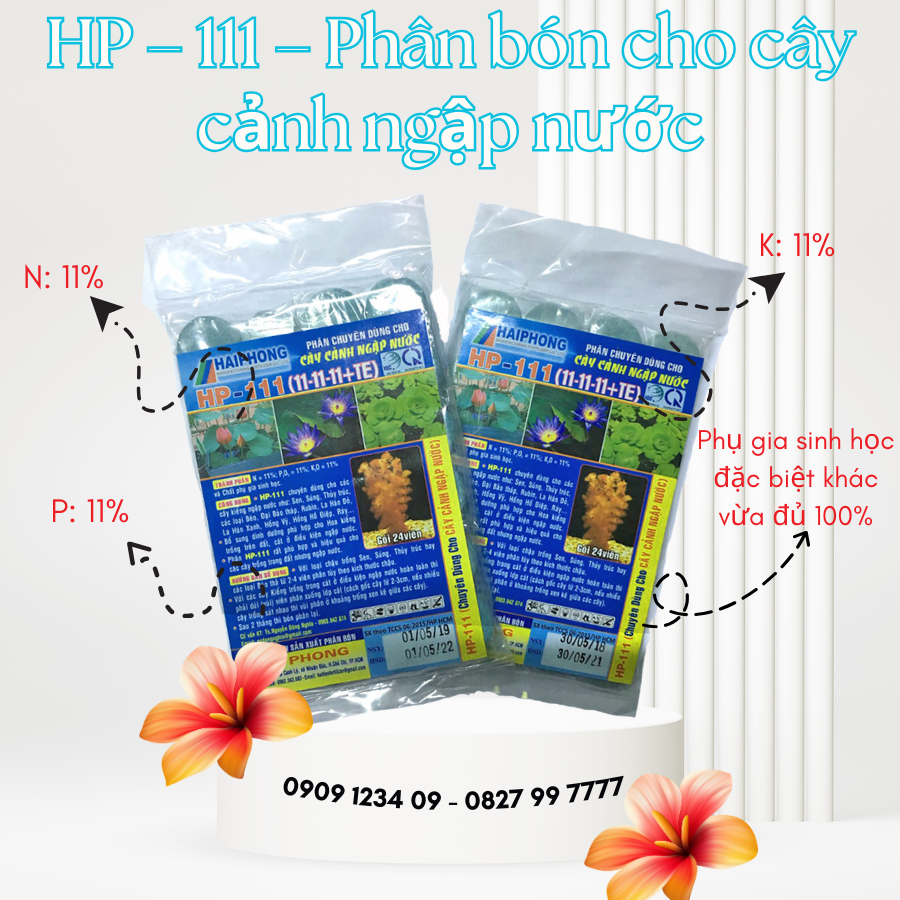 (Combo 2 gói) HP 111 - Phân bón viên nén chuyên dùng cho cây cảnh ngập nước, sen, súng (24 viên) (Vườn Sài Gòn - Vuon Sai Gon)