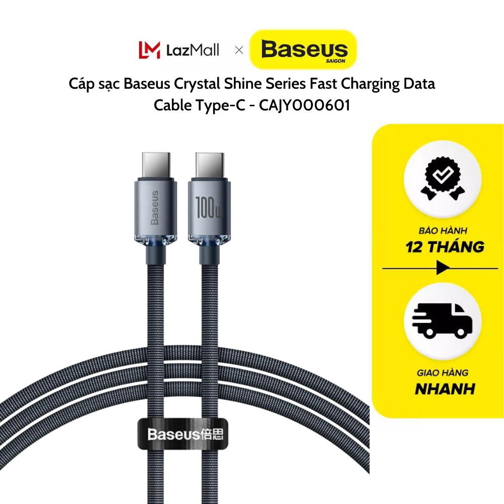 Cáp sạc nhanh Baseus Crystal Shine Series Data PD Fast Charging truyền dữ liệu Type C to Type C 100w