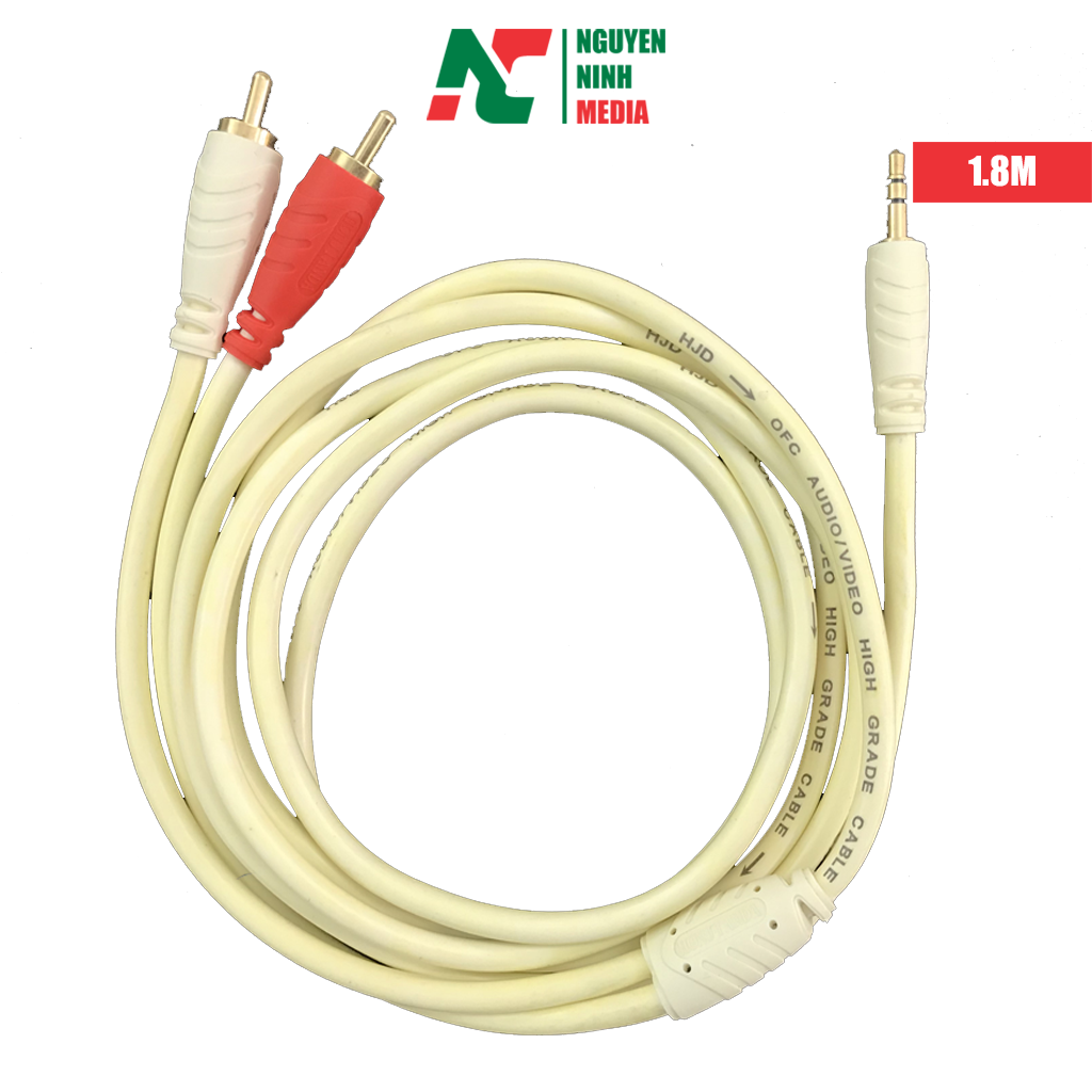 Dây loa cao cấp 1 đầu 3.5 ra 2 đầu av, dài 1.8m-3m-5m siêu bền