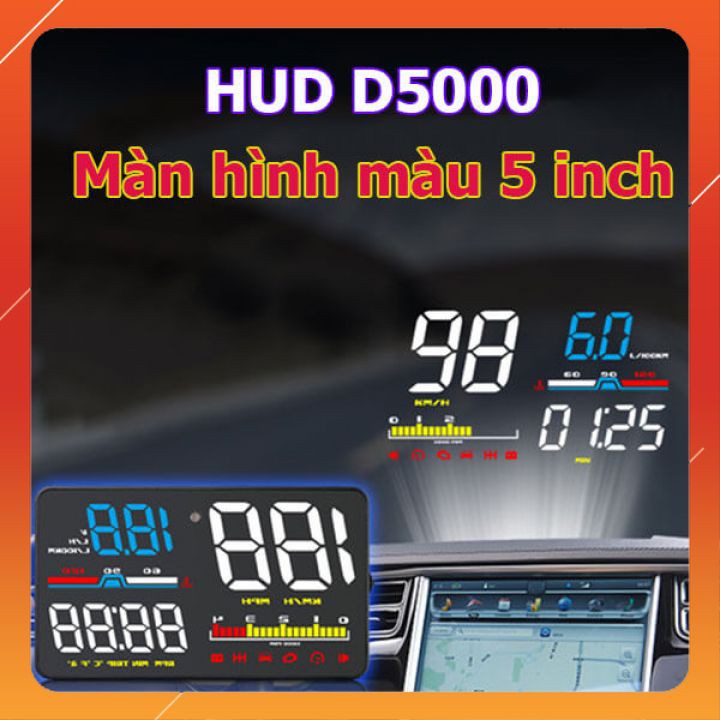 Bộ Hiển Thị Tốc Độ Lên Kính Lái Ô Tô HUD D5000 - Bảo Hành 12 Tháng - Hiển Thị Chính Xác, Dễ Lắp Đặt