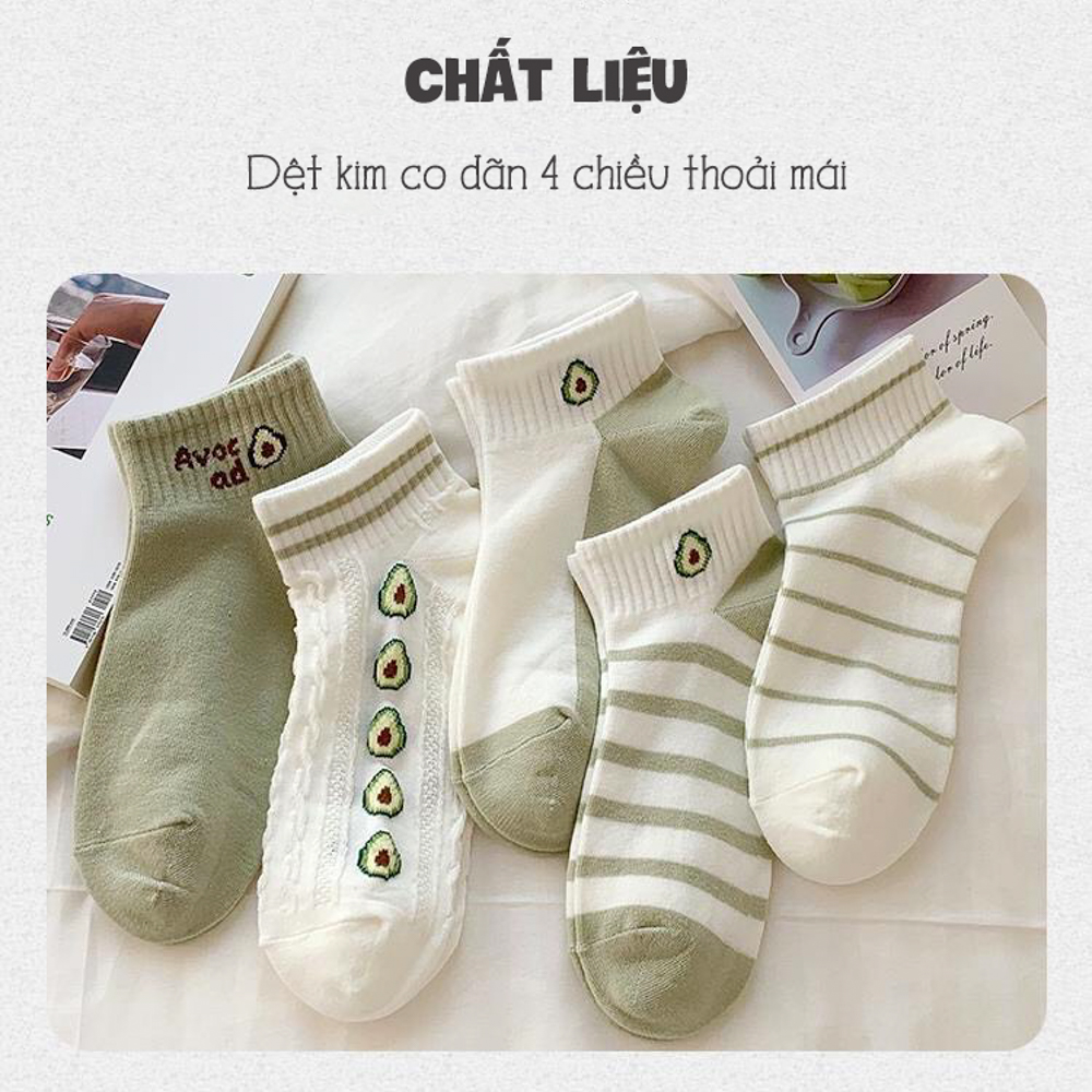 Tất vớ nữ họa tiết dễ thương chất liệu vải Hàn thoáng khi chống hôi chân - Ekiu Shop