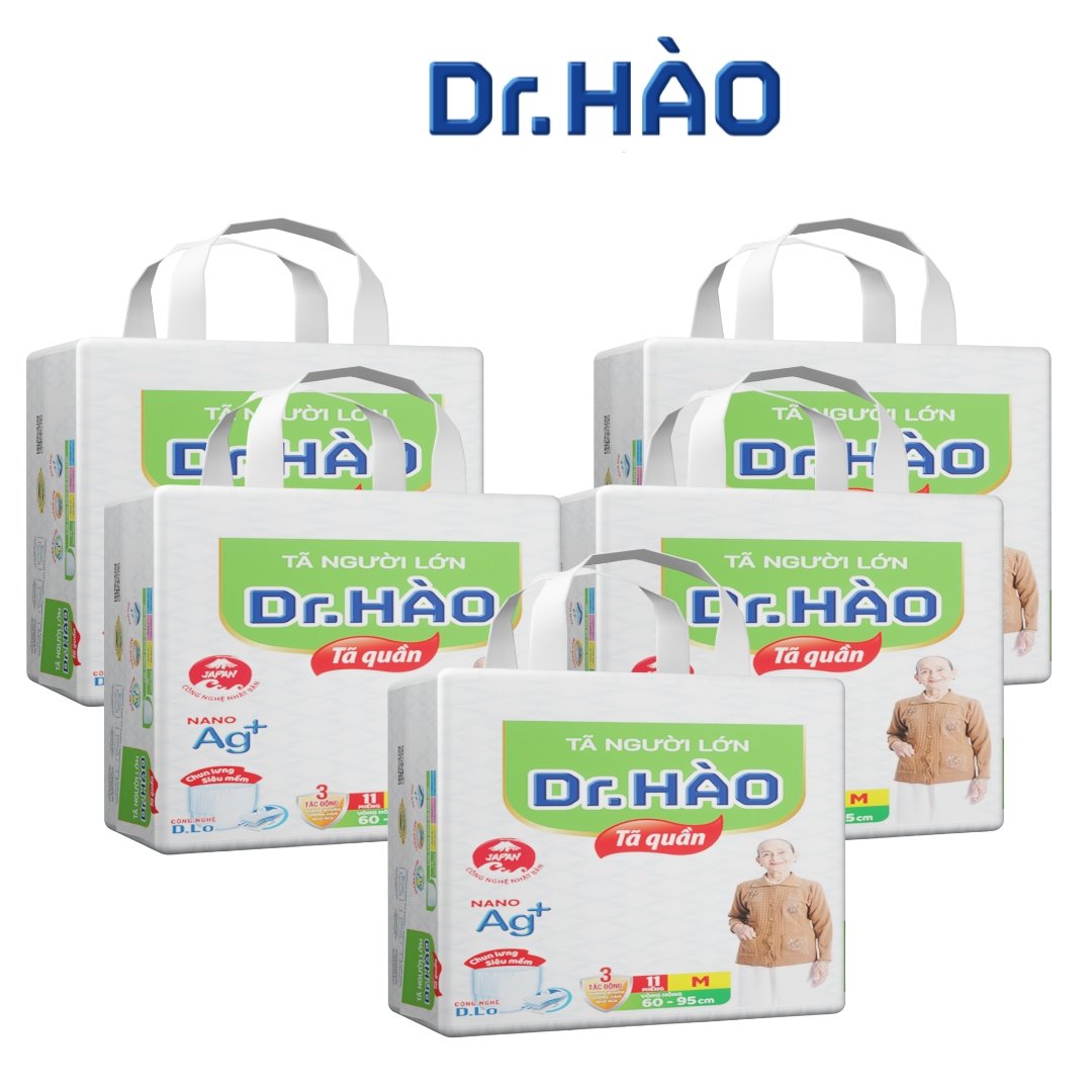 Tã quần người lớn Dr.Hào size M 11 miếng {combo 5 gói, combo 10 gói} bỉm quần người già bỉm cho người bệnh tả quần người lớn siêu thấm khô thoáng kháng khuẩn chống hăm khử mùi