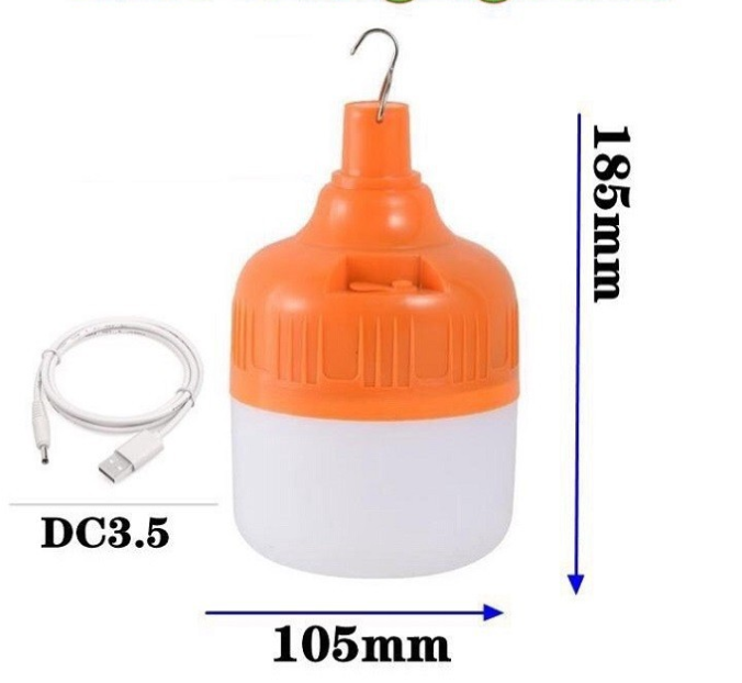 Bóng Đèn led tích điện sạc dây USB có móc treo tiện dụng cho dã ngoại picnic mất điện hoặc bán hàng rong ngoài trời