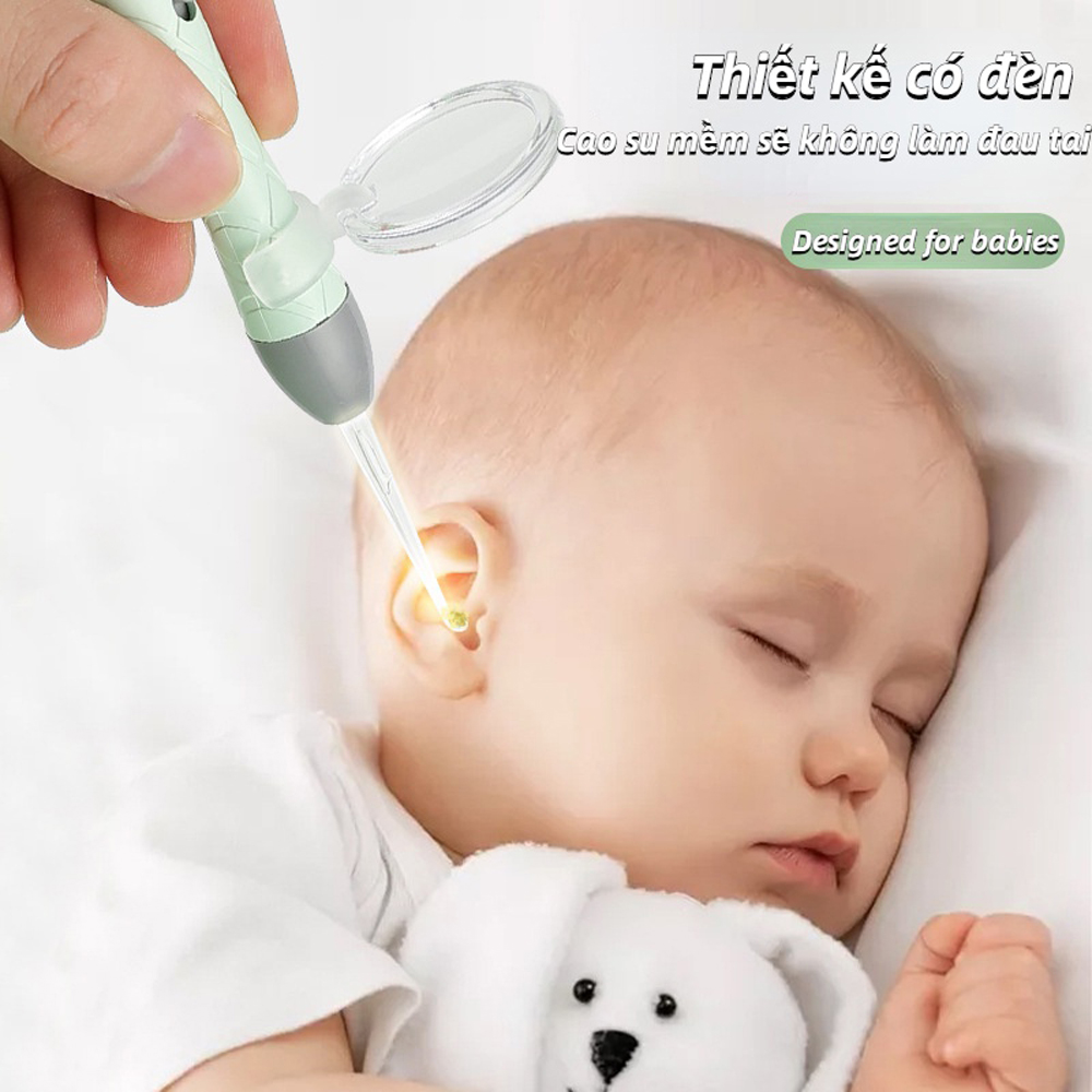 Máy lấy ráy tai cao cấp có đèn LED, dụng cụ ngoáy tai, dùng tốt cho trẻ em, đầu silicon mềm, không làm đau tai
