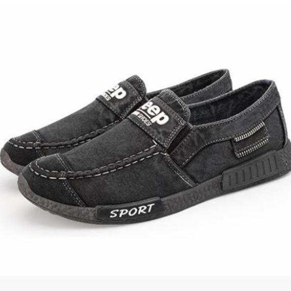 Giày nam- Giày lười JEEP vải Jean đơn giản