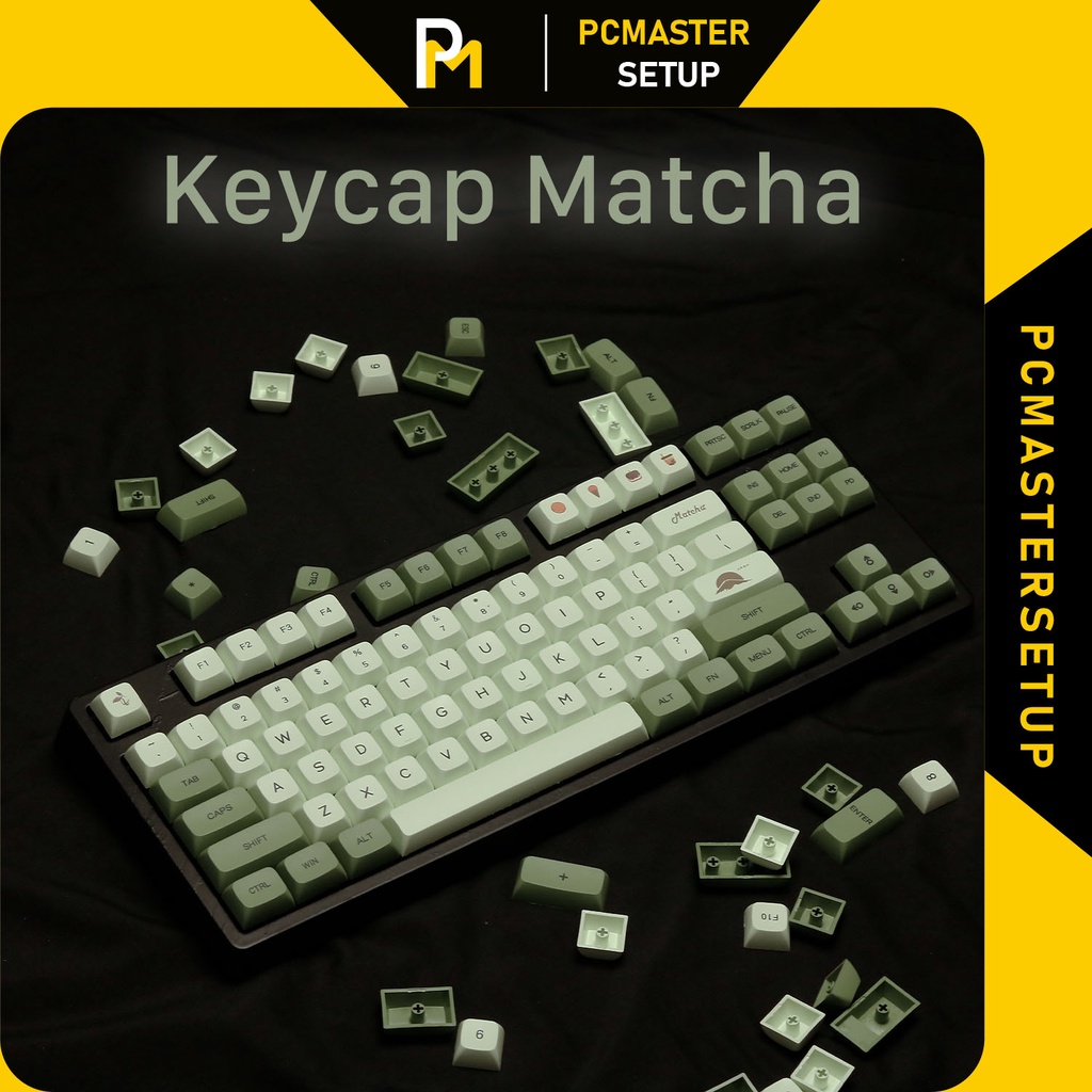 Keycap pbt xda matcha 9.5mm 124 phím, nút cho bàn phím cơ của pcmaster