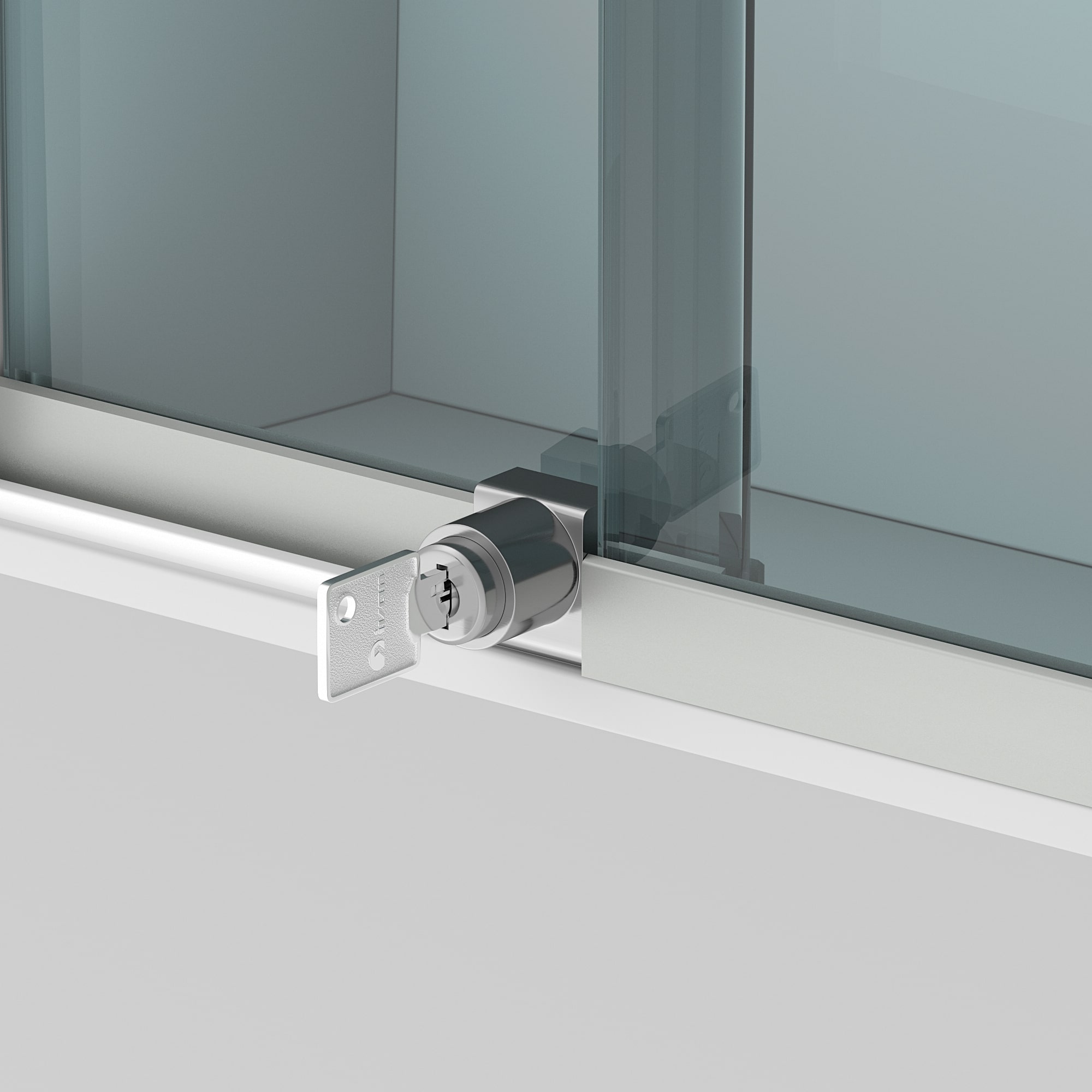 Khóa nhấn dùng cho tủ kính 2 cánh lùa Xiehe