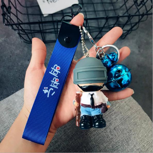 Móc khóa PUBG chibi cute dễ thương kèm dây và chuông lớn