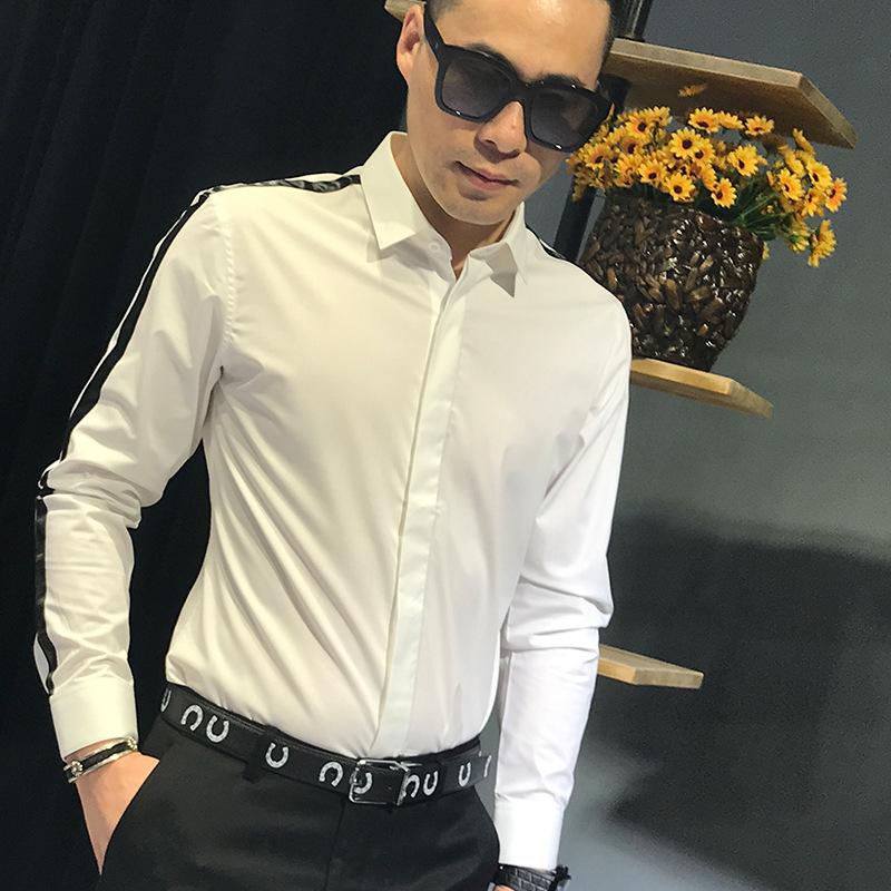 Áo sơ mi nam tay dài chật liệu kate lụa không nhăn sm15