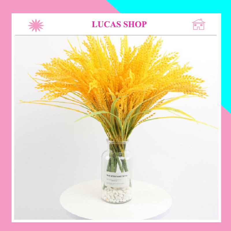 Hoa giả - bông lúa giả luca 40cm 1 cành gồm 5 nhánh nhỏ trang trí giống thật