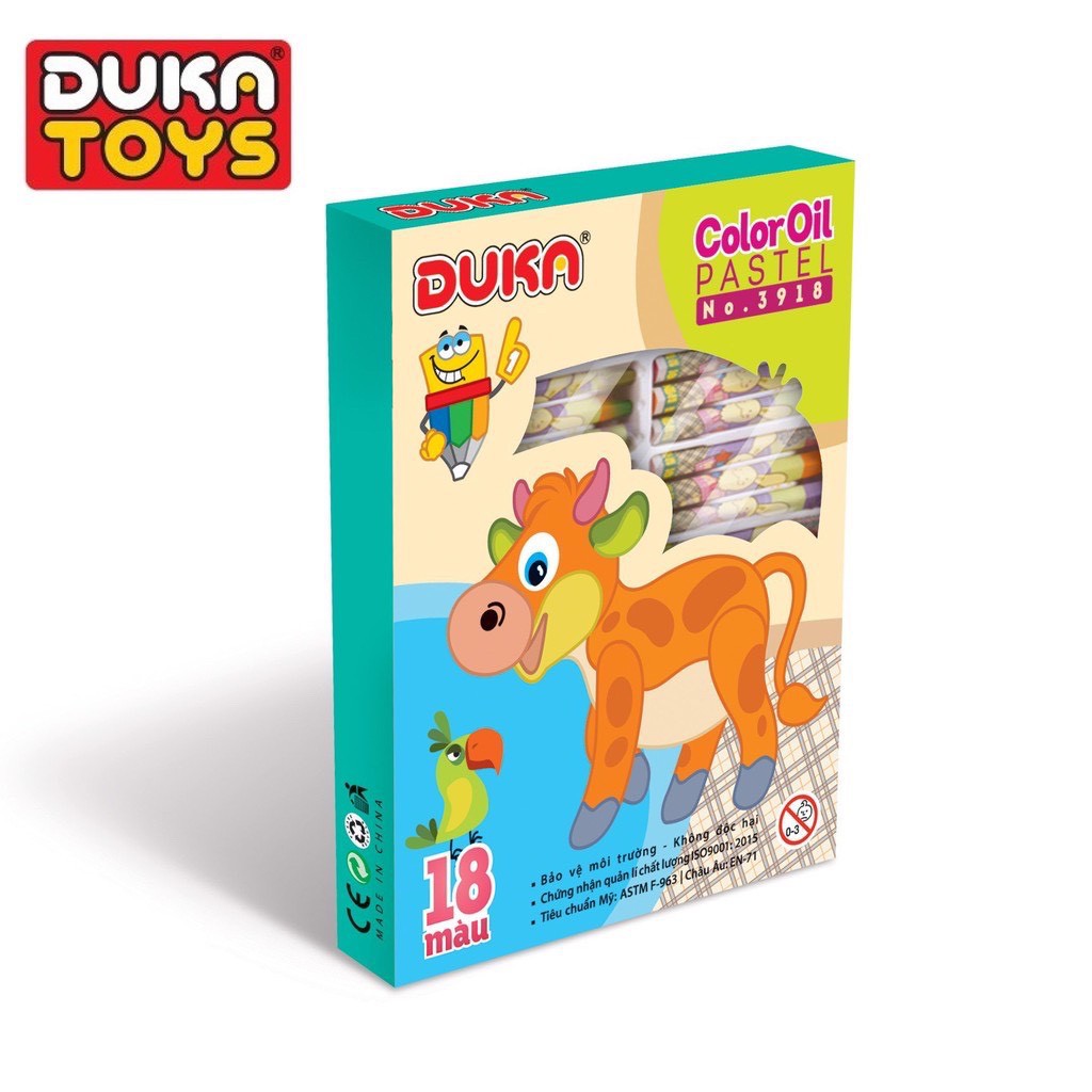 Sáp màu duka - bút sáp dầu 18 màu - hộp giấy no.3918