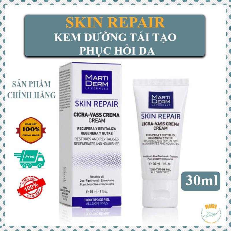 Kem dưỡng b5 martiderm , giúp tái tạo phục hồi làn da tổn thương martiderm skin repair cicra vass cream 30ml