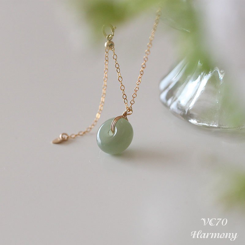 Vòng cổ, dây chuyền nữ bạc 925 cao cấp mạ vàng mặt ngọc bích tân cương sang trọng, xinh xắn VC70| TRANG SỨC BẠC HARMONY