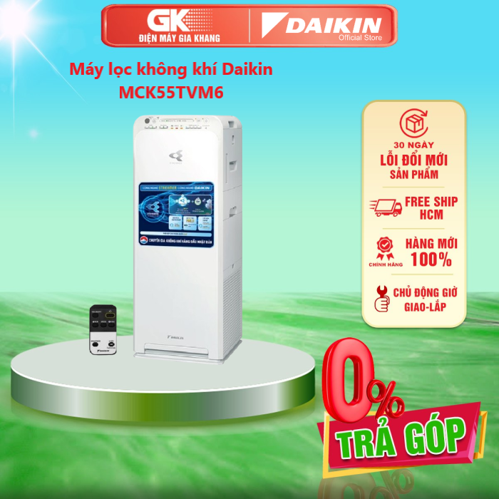Máy lọc không khí Daikin MCK55TVM6 58W - [HCM] [Trả Góp] - Đèn báo hoạt động Đèn báo chất lượng không khí Điều khiển bằng remote - GIAO HÀNG TOÀN QUỐC - NGOÀI HCM TÍNH PHÍ