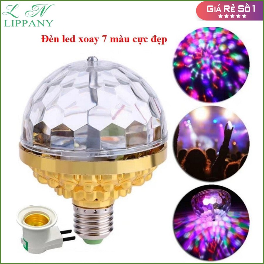 Đèn led xoay 7 màu chớp nháy theo nhạc - đèn led sân khấu xoay 7 màu - đèn vũ trường - đèn quán bar