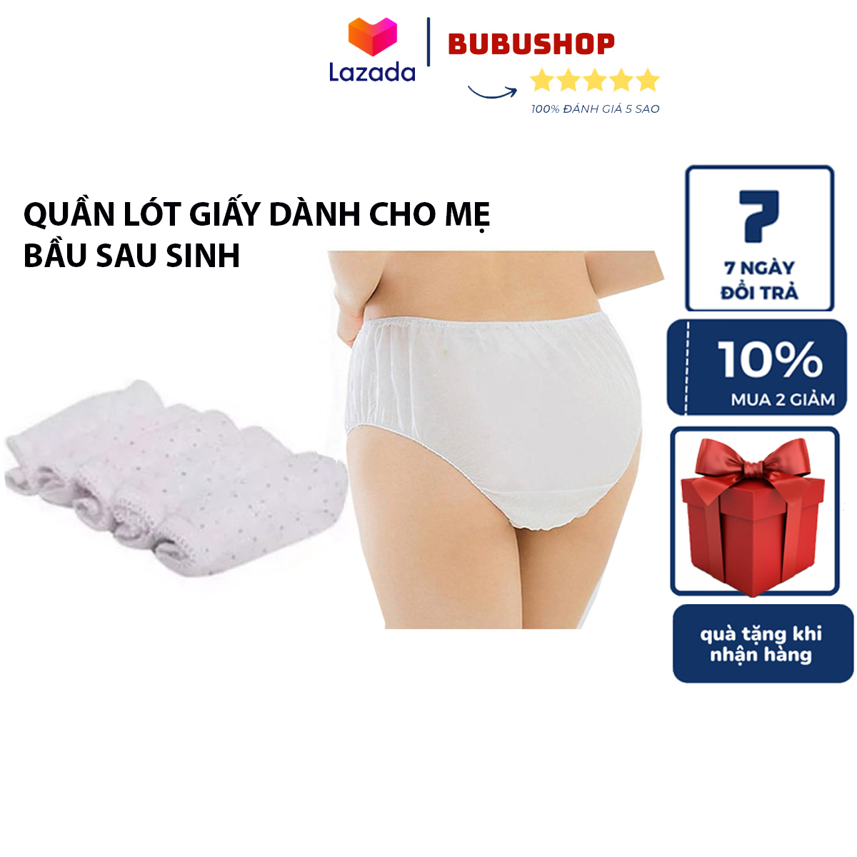 Quần lót giấy Mama cotton 100% an toàn cho mẹ sau sinh. Túi 5 chiếc Quần lót giấy dùng 1 lần tiện lợi chất liệu giấy cotton dai quần du lịch dùng 1 lần thích hợp cho mẹ bầu sau sinh và mọi người 1 túi 5 quần tiện lợi không giặt