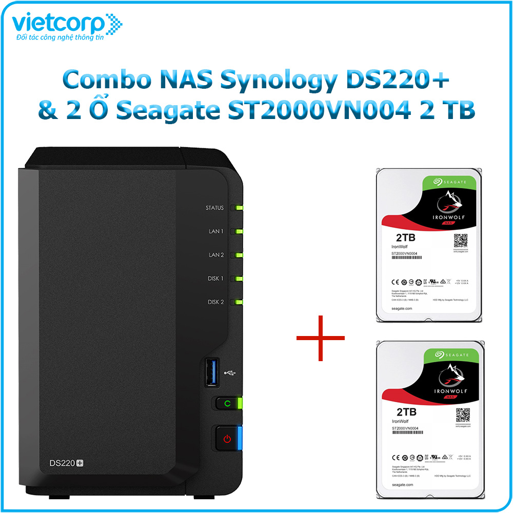 Khuyến Mãi Combo Thiết bị lưu trữ NAS Synology DS220+ và 2 Ổ cứng Seagate
