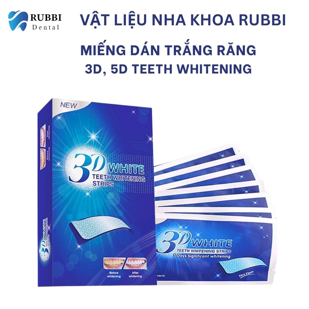 Miếng dán trắng răng 7 ngày chính hãng 3D-5D White Teeth Whitening Strips tiện lợi