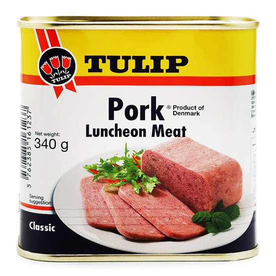 Thịt heo hộp tulip pork luncheon meat 340gram - đan mạch
