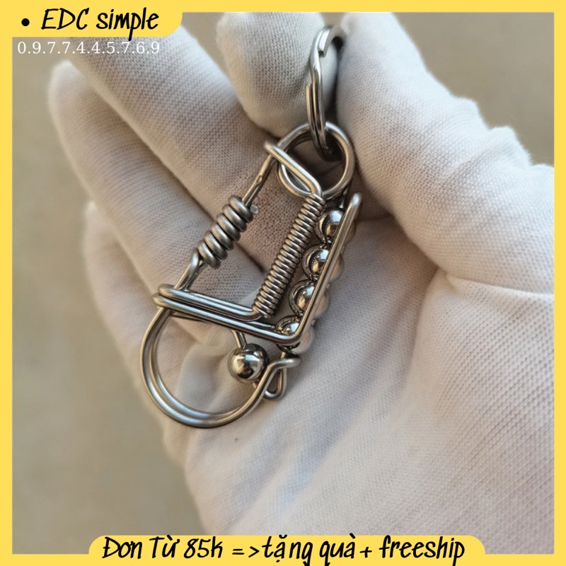 Móc khoá inox thủ công 304 cao cấp phối bi inox không han gỉ