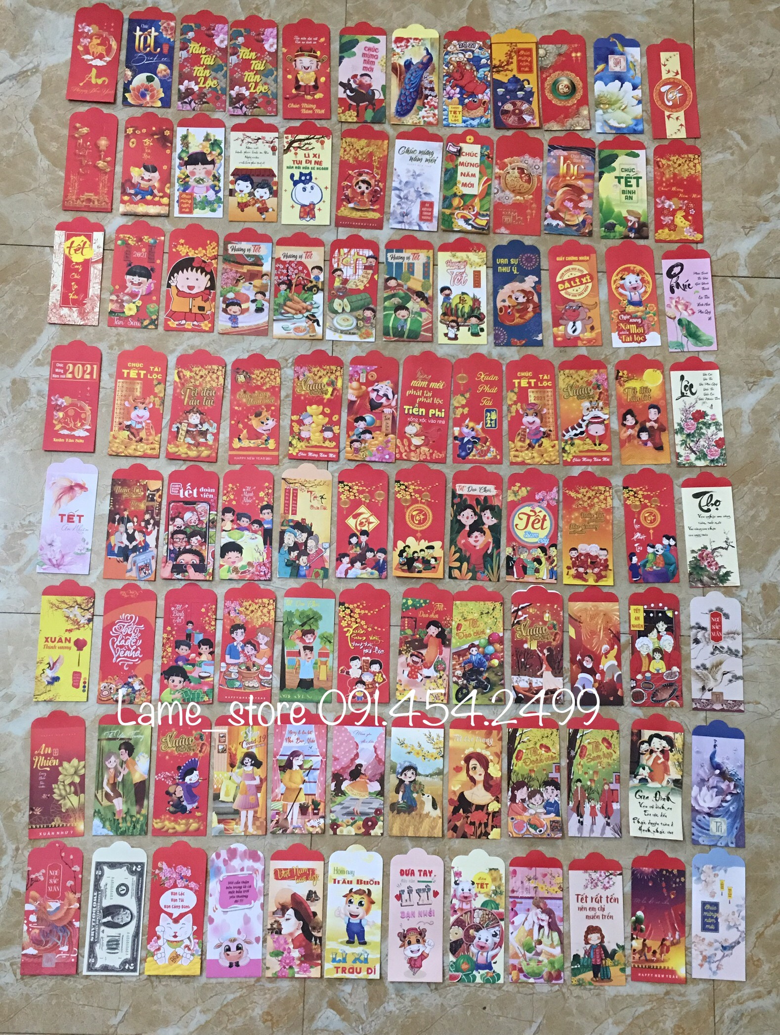 Combo 100 bao lì xì xuân tân sửu 2023 giá rẻ