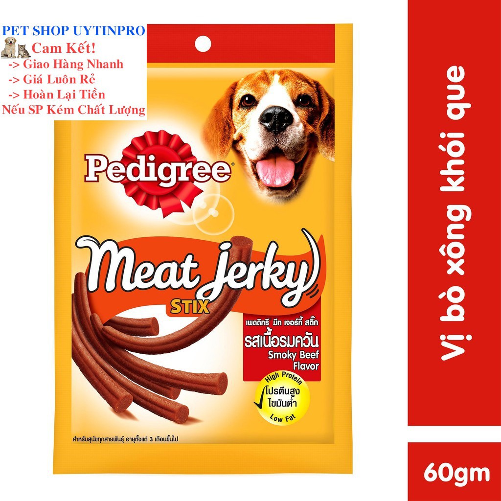 [Hoàn tiền 10%]  THỨC ĂN VẶT CHO CHÓ Pedigree Meat Ferky Vị bò xông khói dạng que Gói 60g Xuất xứ Thái Lan - Pet shop Uytinpro