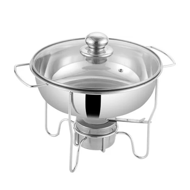 Nồi lẩu bếp Cồn chất liệu inox, than 28cm - Bộ nồi inox cao cấp - có kệ treo nắp - kệ có thể tháo rời