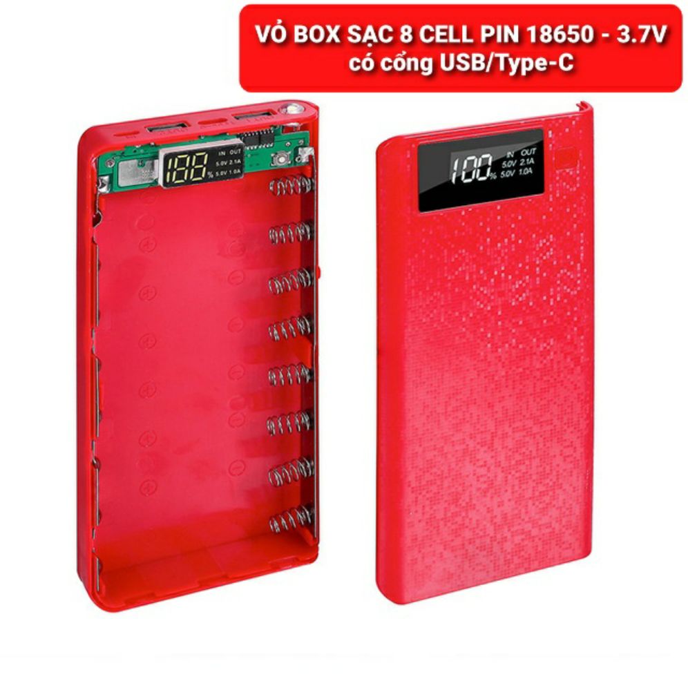 VỎ BOX SẠC DỰ PHÒNG 8 CELL PIN 18650 - MÀU NGẪU NHIÊN