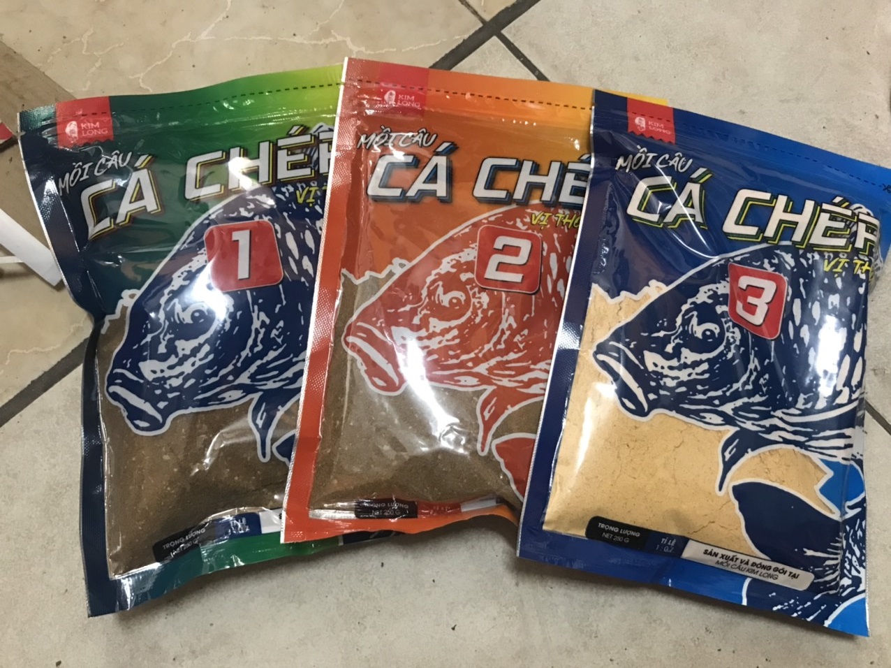 Mồi câu cá chép kim long số 1 - 2 - 3 vị thơm, tanh 250gr