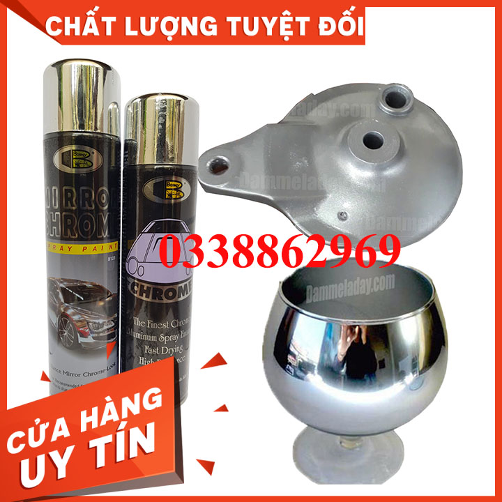 Sơn Mạ Crom Inox Bosny - Sơn Mạ Crom Hiệu Ứng Tráng Gương- Sơn Xịt Xe Máy, Ô Tô- Sơn Lót- Sơn Phun- 