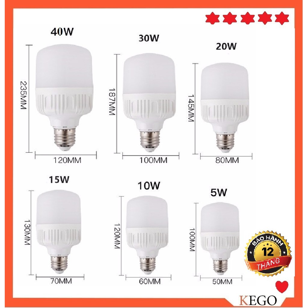 Bóng đèn led búp trụ 5w-60w giá rẻ